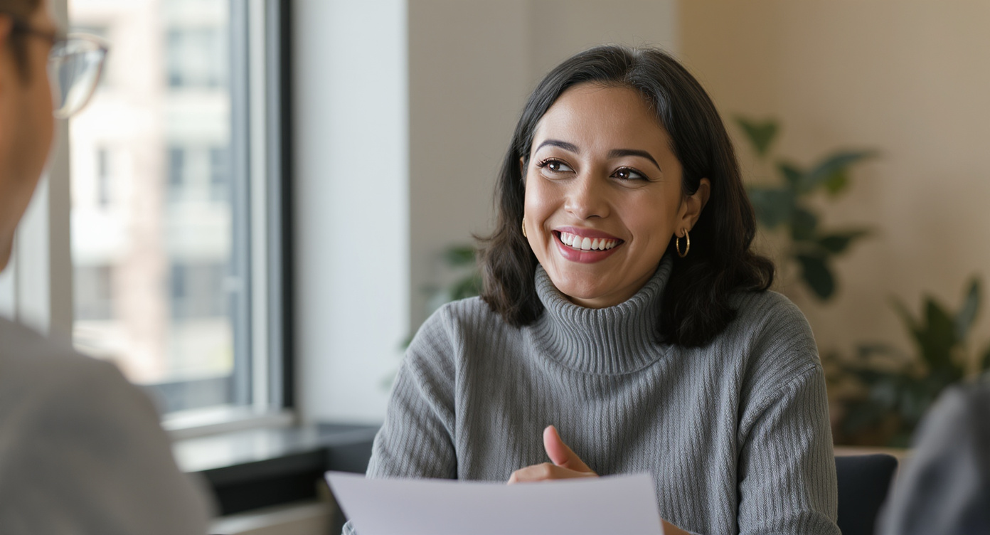 Professional reflecting on what they enjoyed in their previous job during a job interview