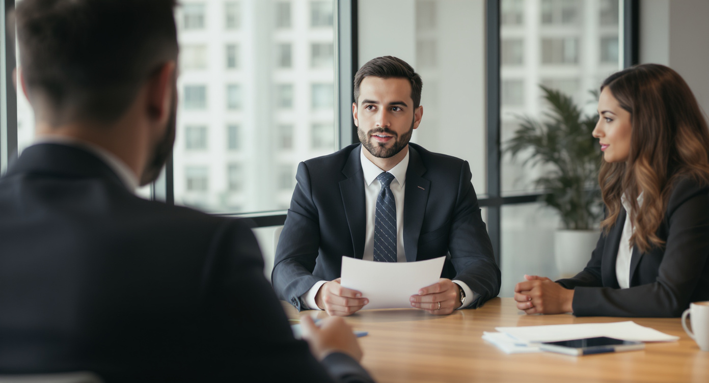 Thoughtful professional reviewing interview feedback and identifying areas for improvement