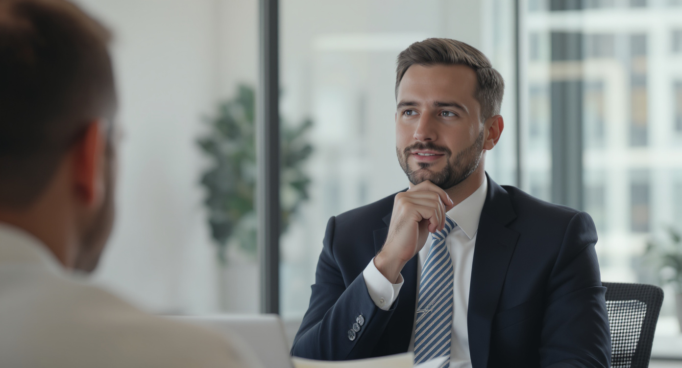 Professional confidently describing their greatest achievement in a job interview